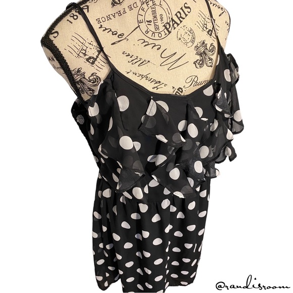 EUC No Boundaries Women’s Sleeveless Polka-Dot Ruffled Mini Dress Sz XL (15-17) - Picture 8 of 13